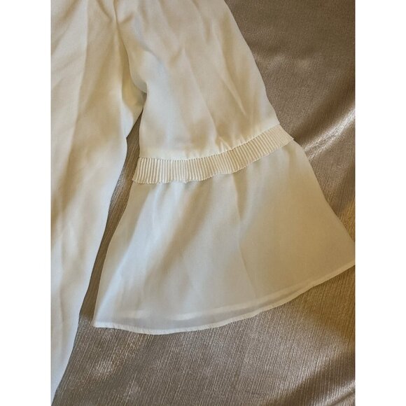 Coldwater Creek Women’s Petite Small PS White Blouse Flowy Bell Sleeve Top Shirt - Picture 6 of 8